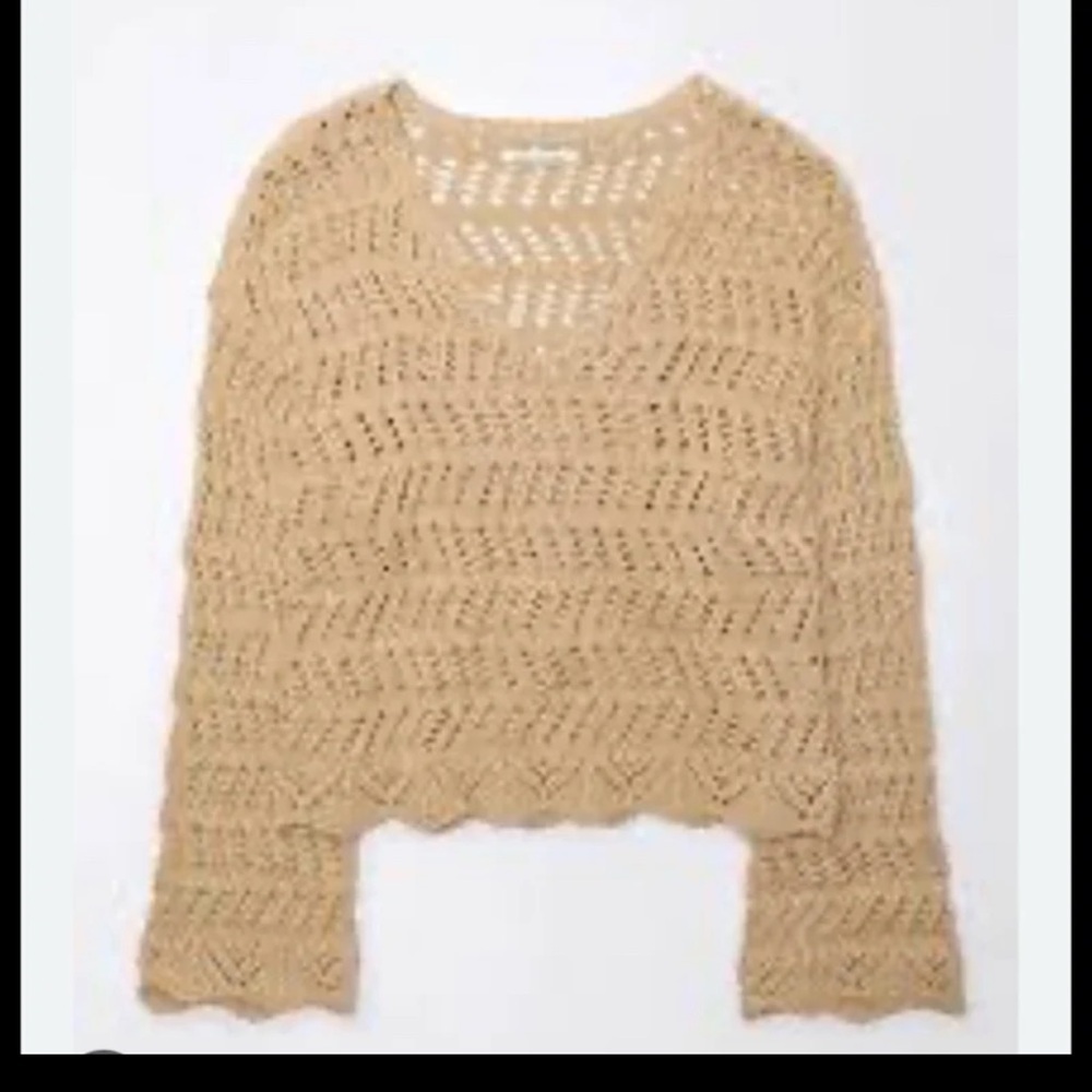 American Eagle V-Neck Crochet Knit Sweater
 size XL